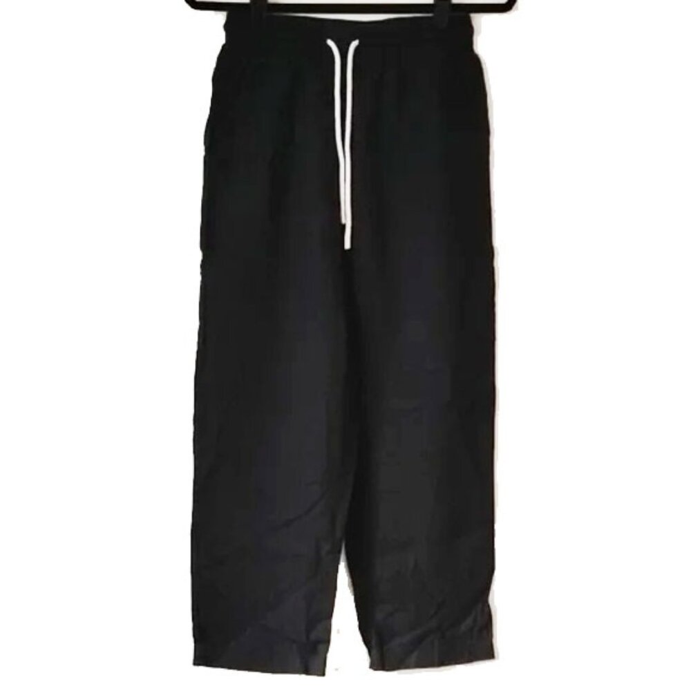 Assembly Label Linen High Rise Cropped Pants AU6 26x24 Black